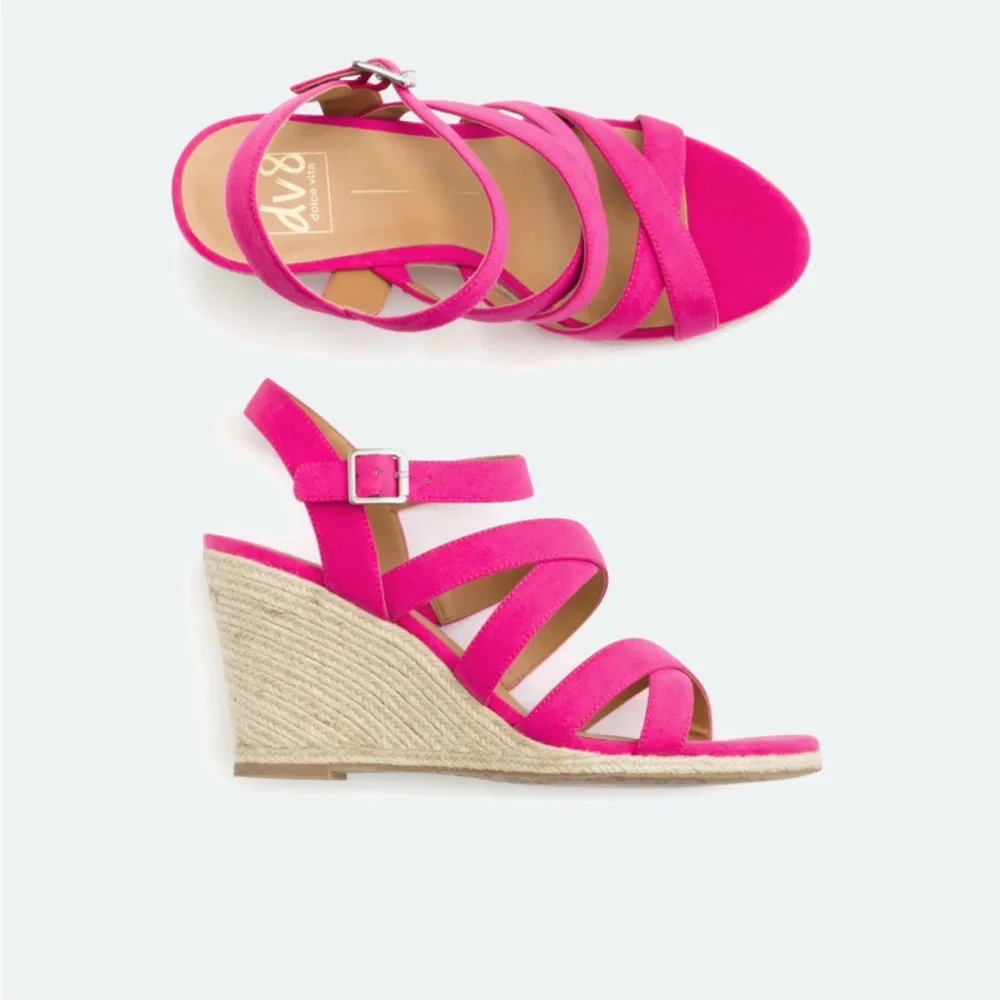 DV by Dolce Vita Hot Pink Strappy Wedges - Picture 1 of 6